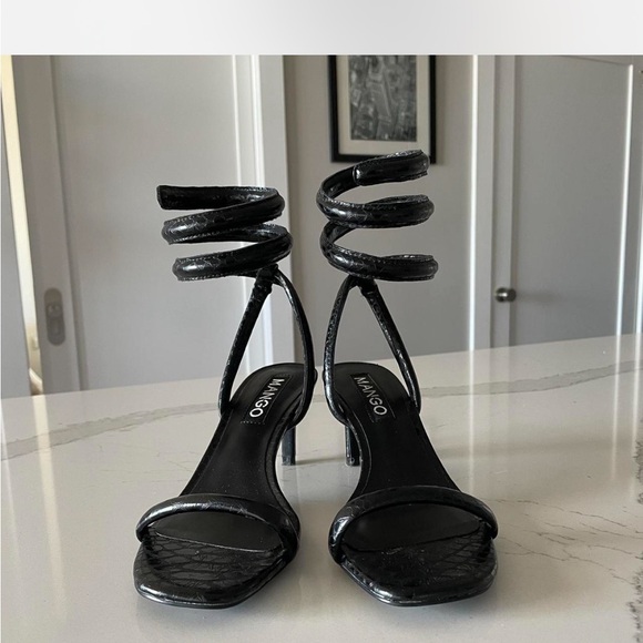 MANGO snake ankle wrap sandals - Picture 2 of 8
